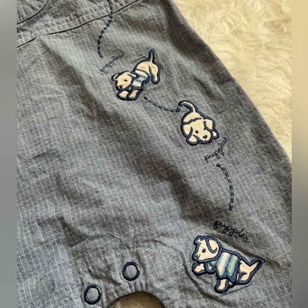 Vintage Carter's Adorable Blue-Gray Puppy Embroidered Overalls - Picture 2 of 5
